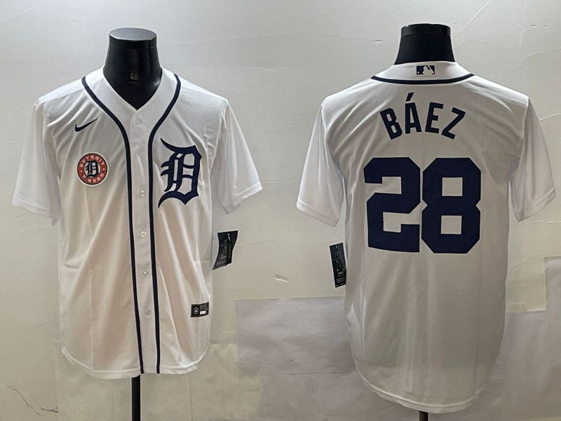 Men Detroit Tigers 28 Baez White Game 2025 Nike MLB Jersey style 4